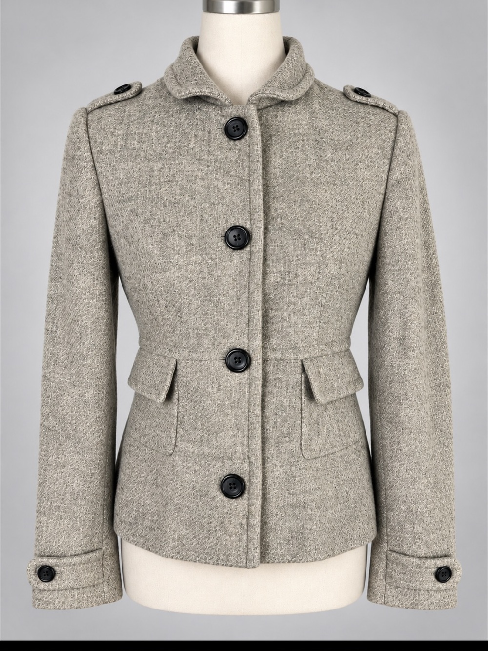 Banana Republic Gray Wool Military Equestrian Jacket Blazer S